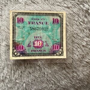 Emis en France six 10 francs series 1944 WWII paper money -BANK -NOTE- !!!